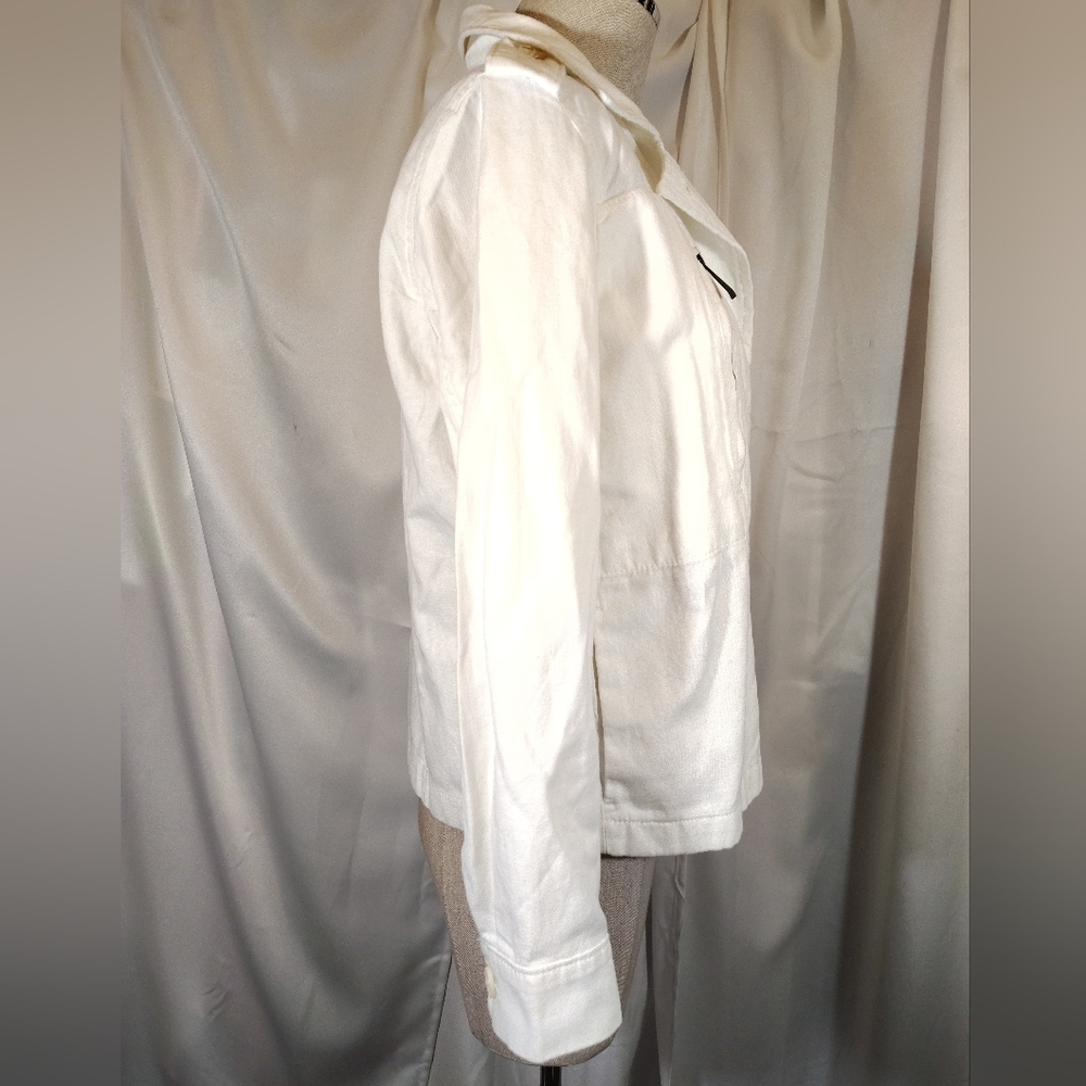 Banana Republic Jean Jacket, Women White Denim, Zip Up, Collar, Pockets, XS - Picture 5 of 12